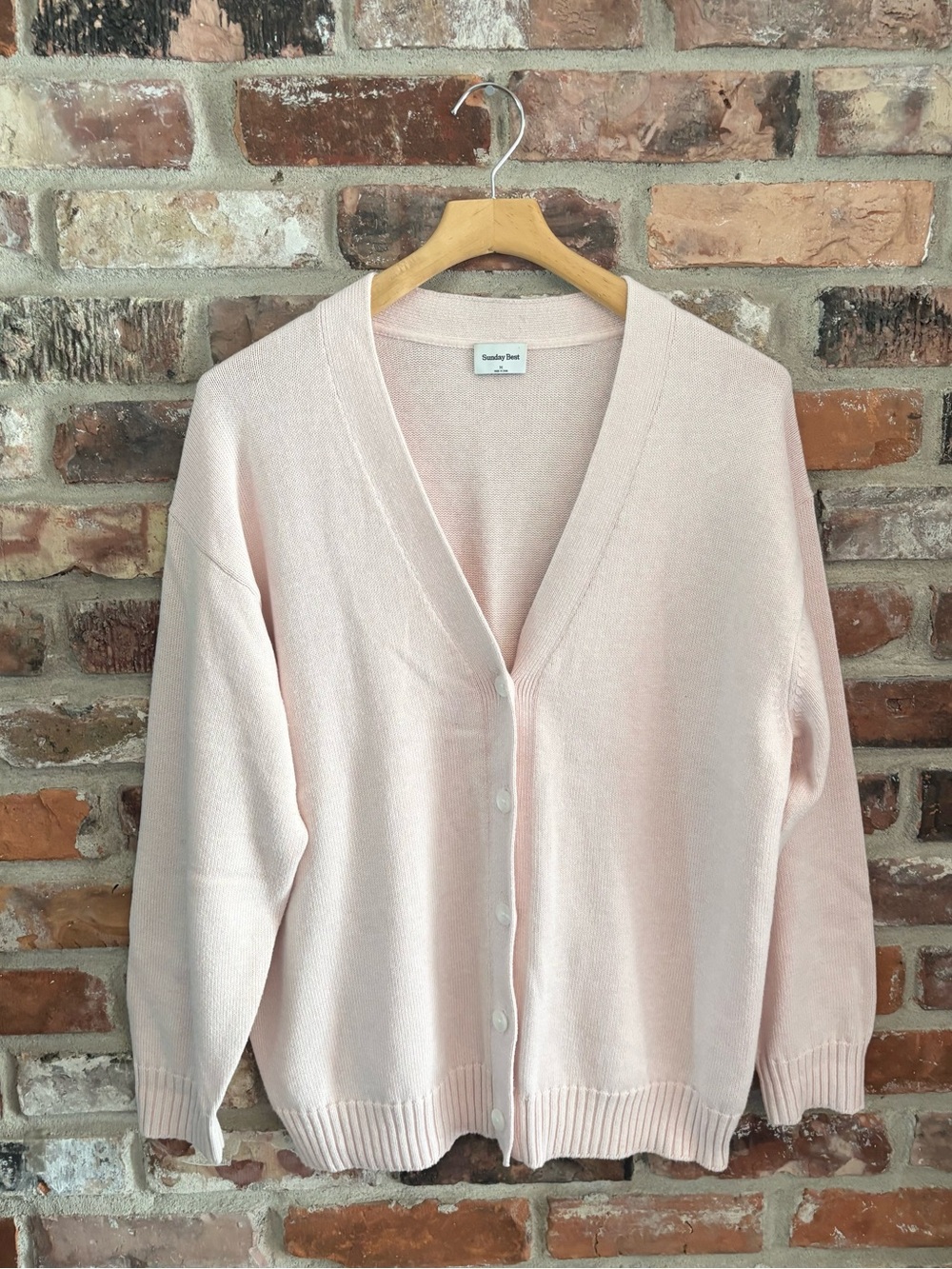 Aritzia Light Pink V-Neck Button Cardigan